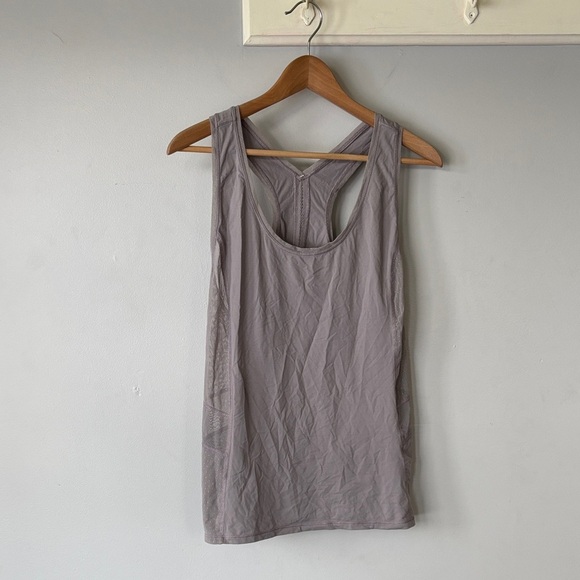 Lululemon Grey Mesh Side Racerback Tank Top Lightweight Workout Women's Large - Picture 3 of 7